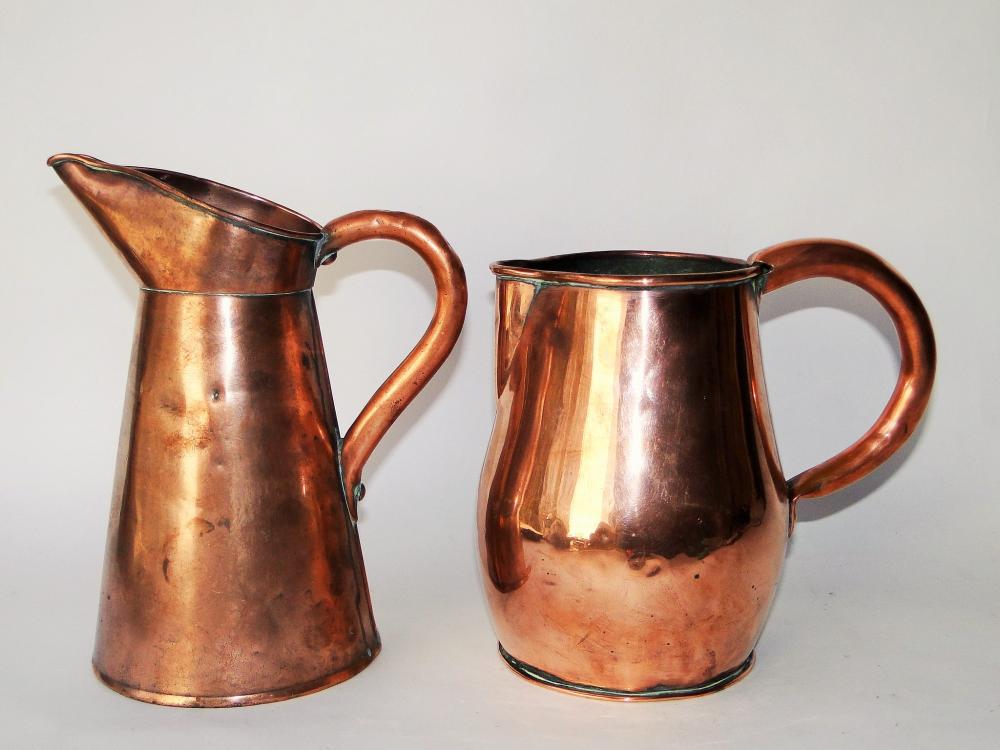 TWO 18TH C COPPER PITCHERS (1 of 5)