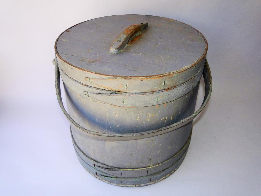 LARGE 19TH C COVERED FIRKIN (1 of 3)