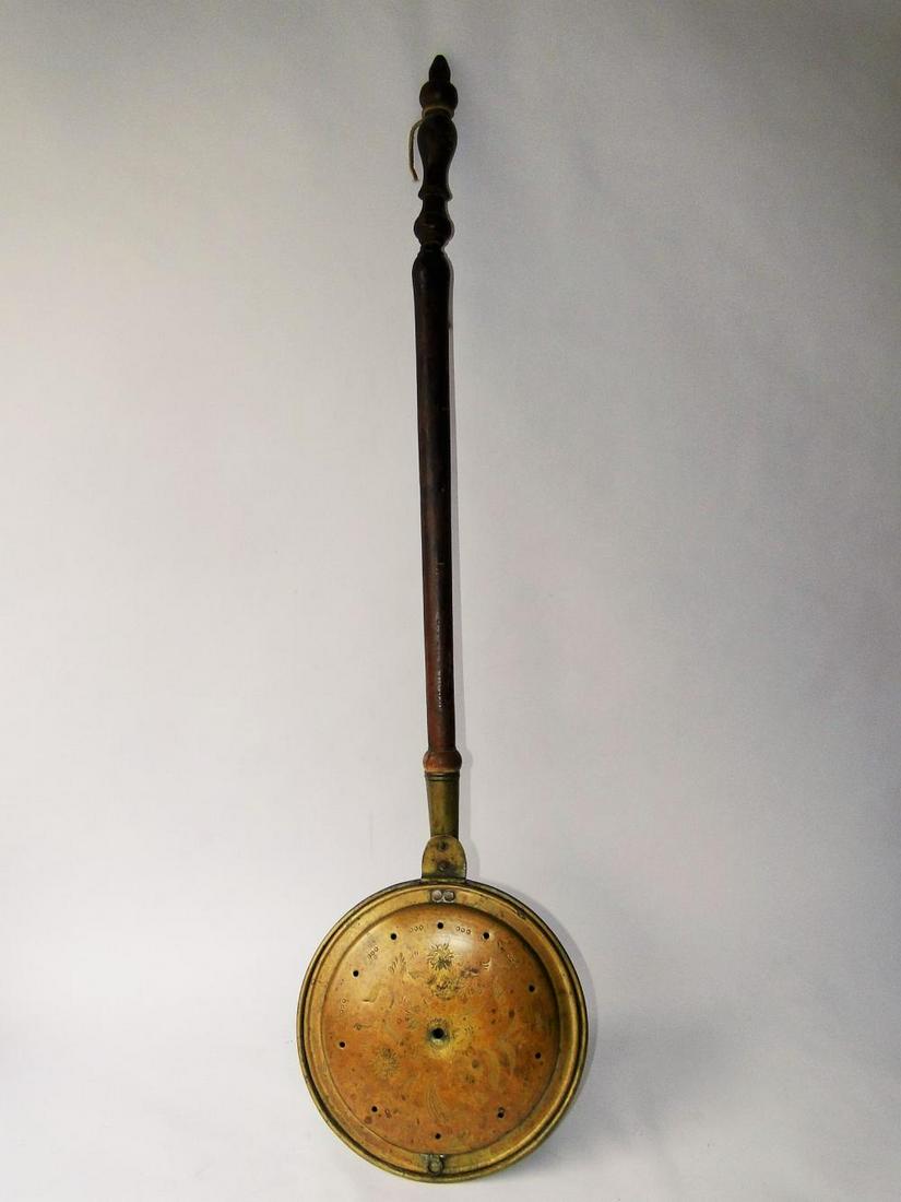 18TH C BRASS BEDWARMER (1 of 3)