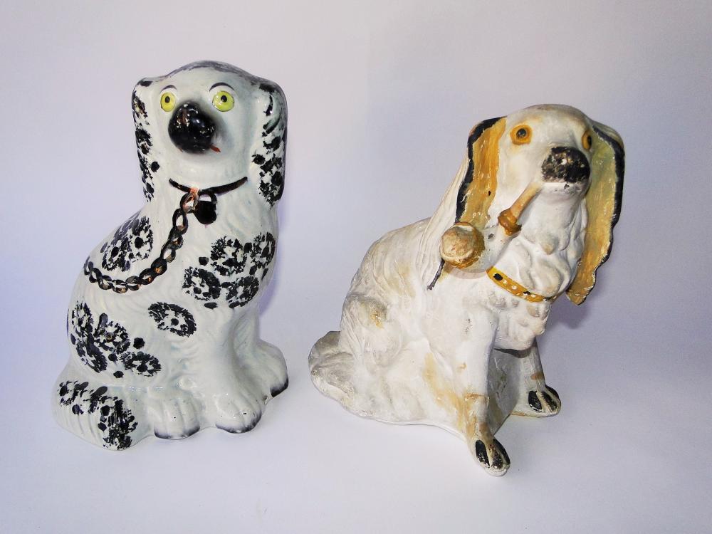 TWO 19TH C STAFFORDSHIRE DOGS (1 of 4)