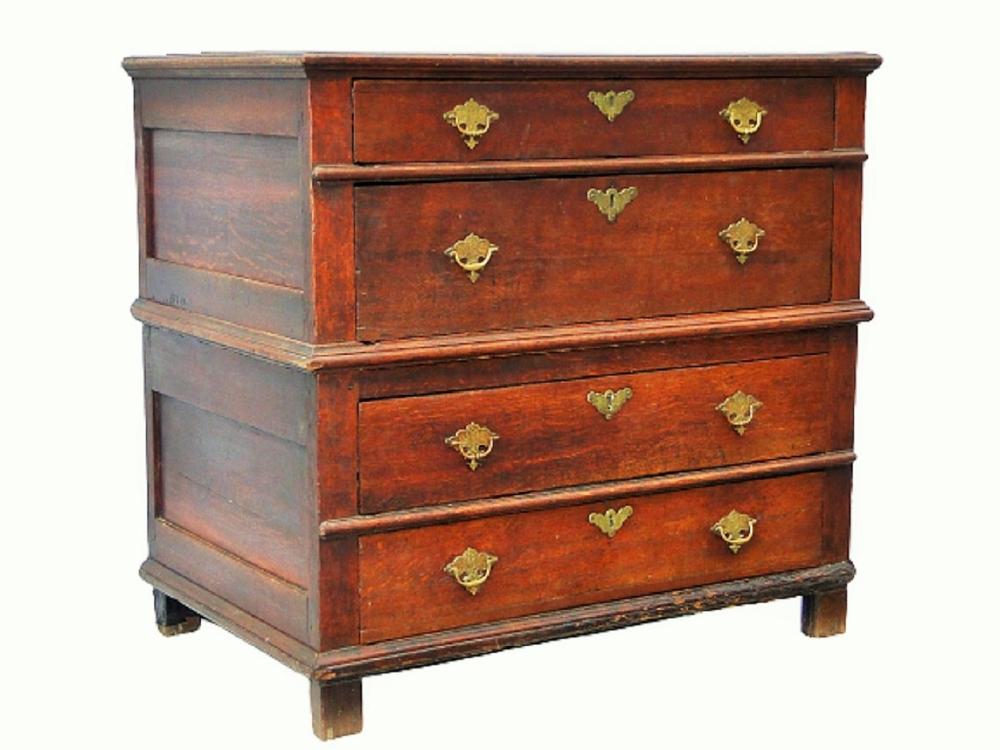 17TH C TWO PART CHEST (1 of 9)