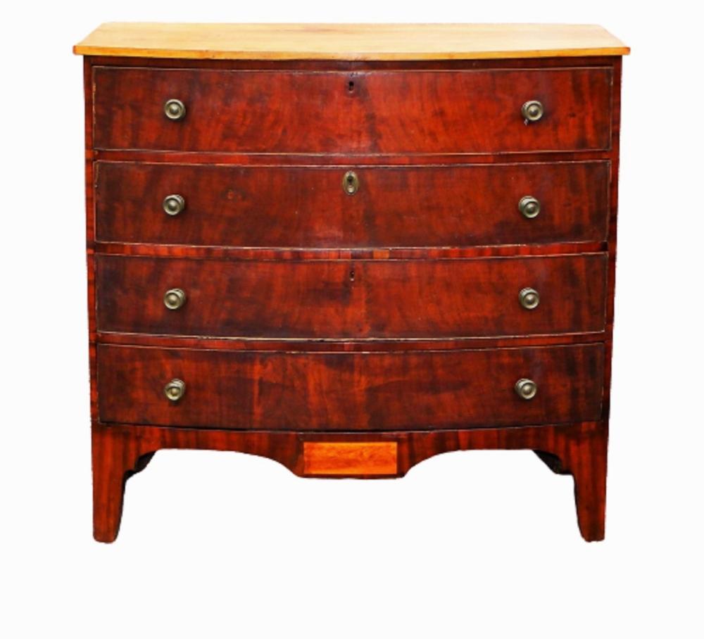 EARLY 19TH C BOWFRONT CHEST (1 of 5)