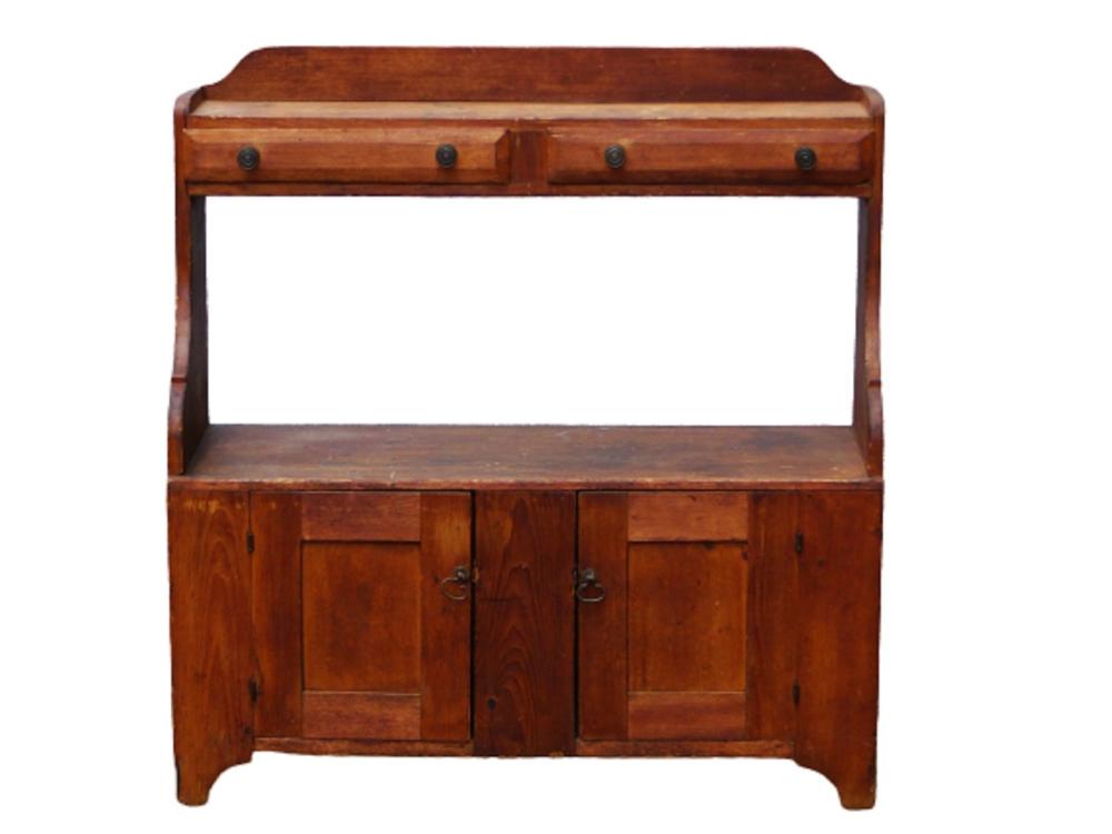19TH C BUCKET BENCH CUPBOARD (1 of 5)