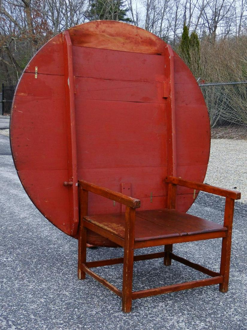 18TH C EARLY RARE SIZE CHAIR TABLE 60" TOP (1 of 4)