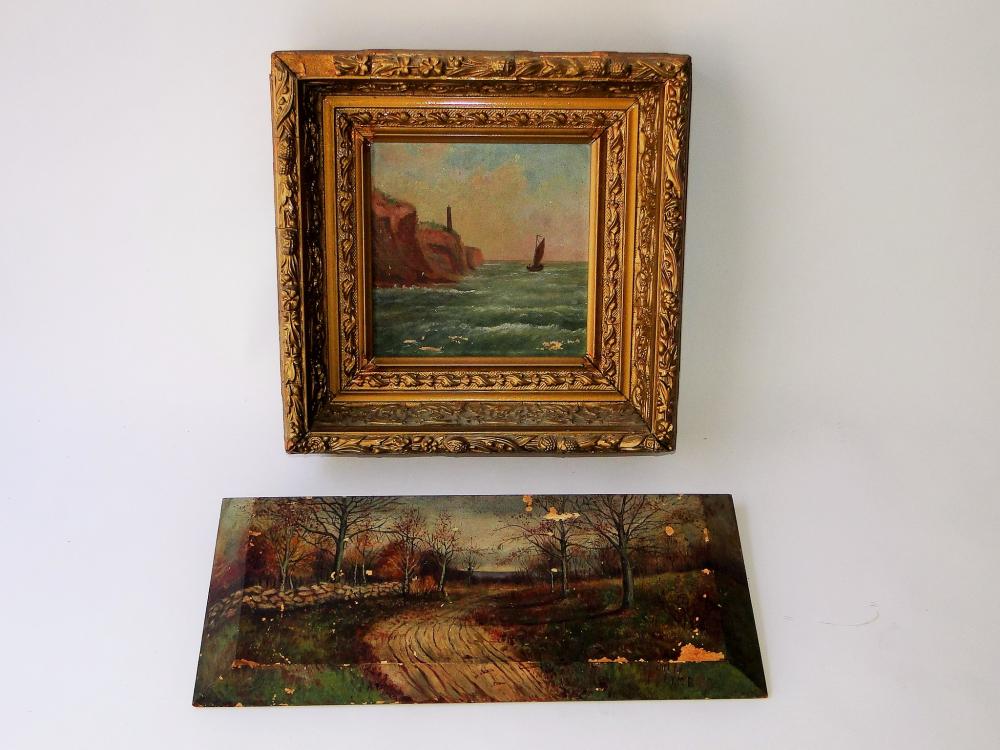 TWO O/C PAINTINGS SHIP, LANDSCAPE (1 of 4)