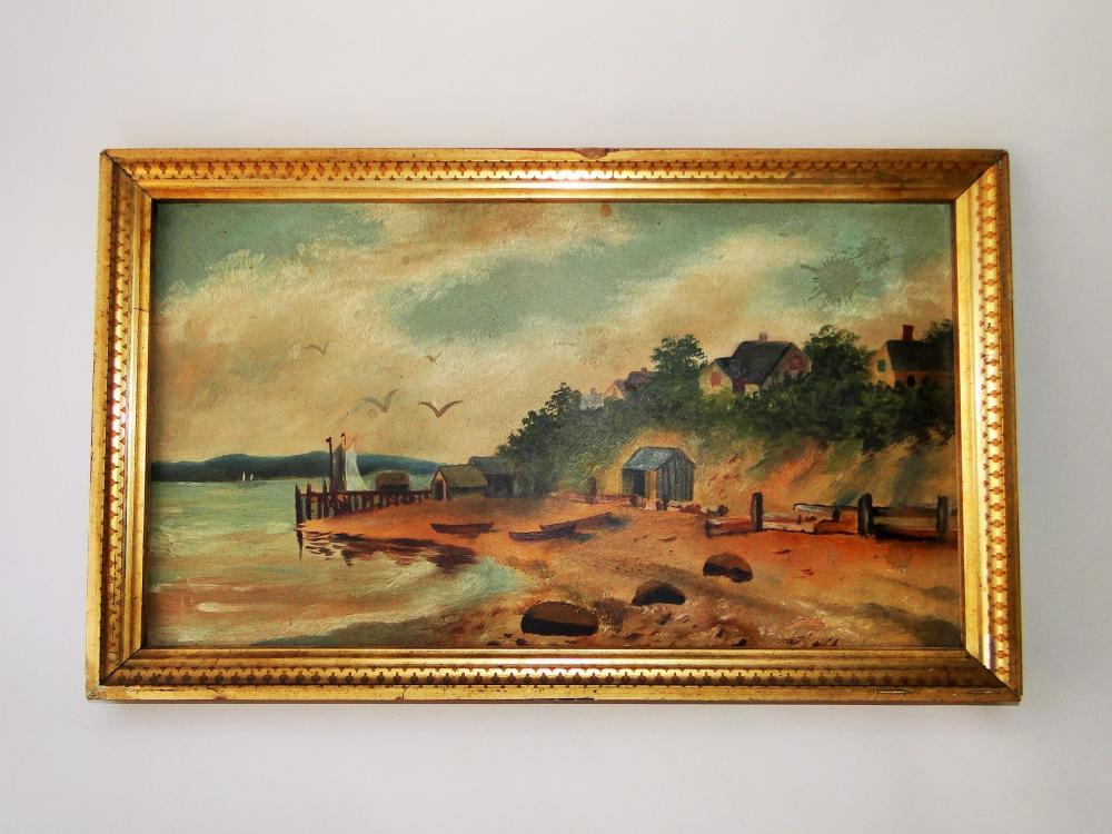 O/B PAINTING OF A DOCK SCENE (1 of 2)