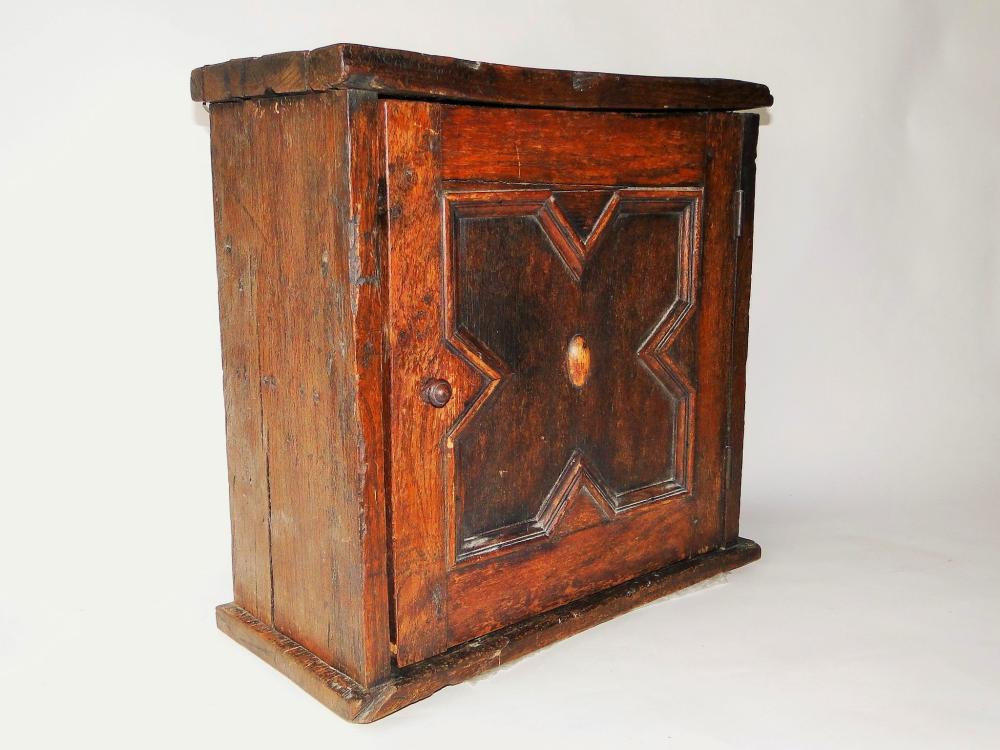 17TH C WALL CUPBOARD: 17TH C WALL CUPBOARD, INTERIOR SHELF, OLD DRY SURFACE, GREAT SIZE, OLD ELEMENTS, 16.5 X 24