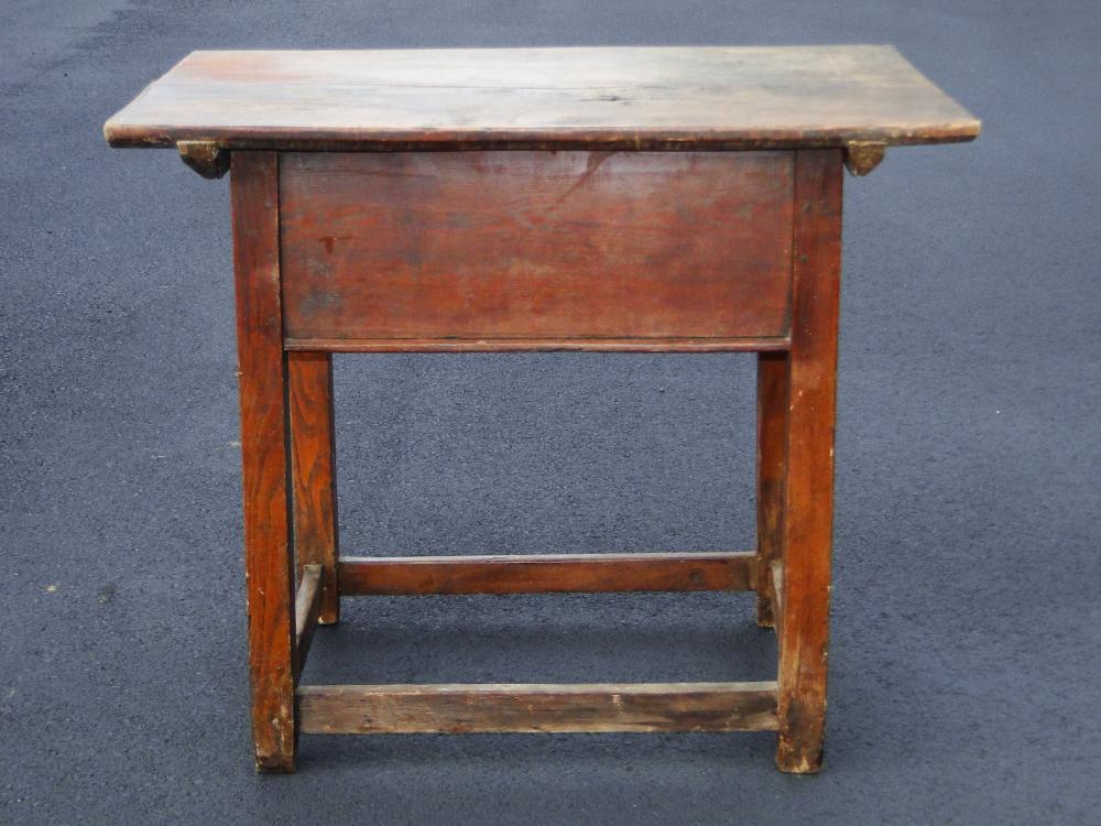 18TH C POTATO / VEGETABLE TABLE: 18TH C POTATO / VEGETABLE / TAVERN TABLE , REMOVEABLE TOP REVEALS FULL SIZE STORAGE COMPARTMENT, OLD SURFACE, SOLID, 35 X 29.5 X 25