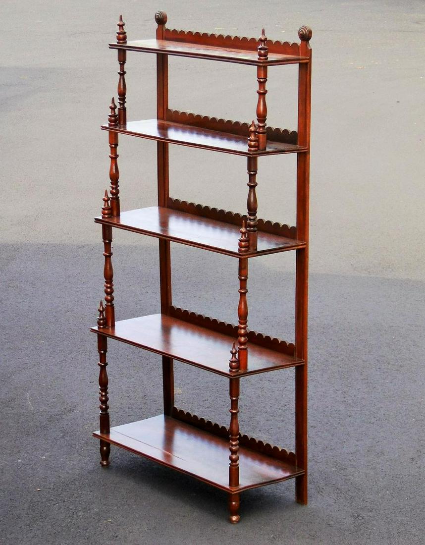 19TH C MAHOGANY ETAGE: 19TH C MAHOGANY ETAGE, STEPPED SHELVES, 56 X 27 X 12