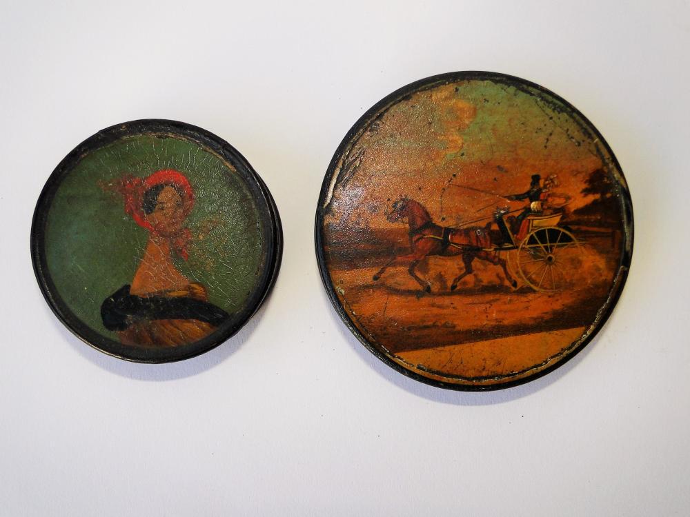 TWO ROUND 19TH C SNUFF BOXES (1 of 3)