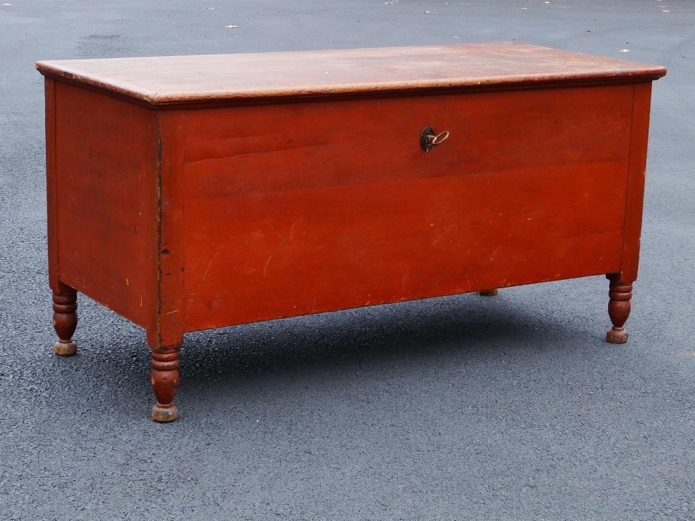 19TH C RED PAINTED BLANKET CHEST (1 of 5)