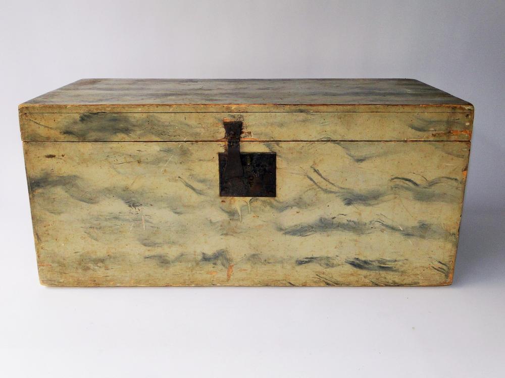 19TH C SMOKED GRAIN PAINTED BOX (1 of 6)