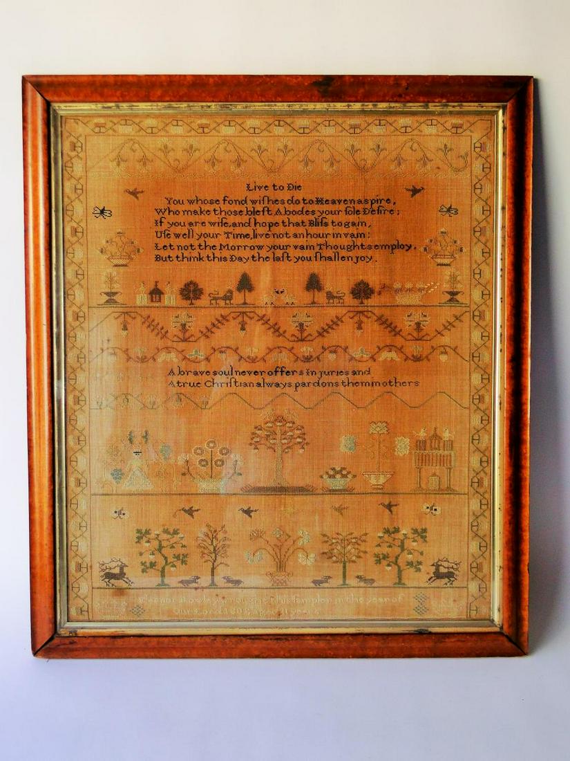 LARGE 18TH C NEEDLEWORK SAMPLER (1 of 11)