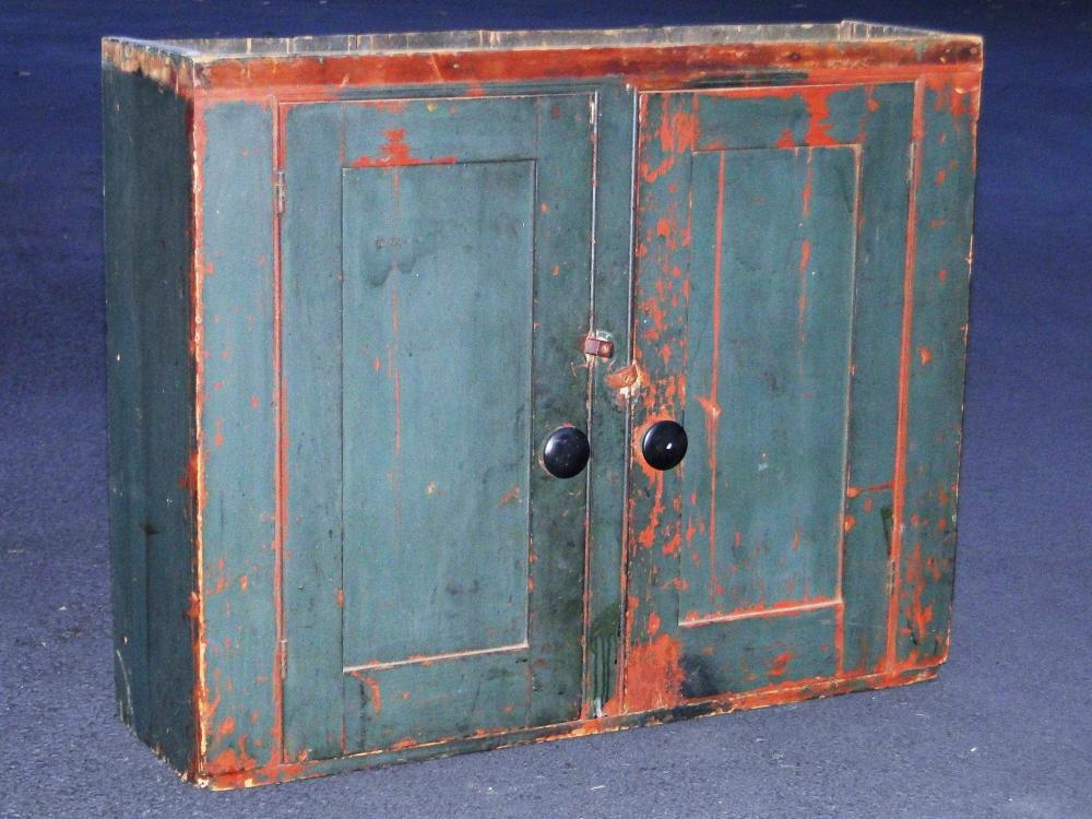 EARLY PRIMITIVE TWO DOOR WALL CUPBOARD (1 of 5)