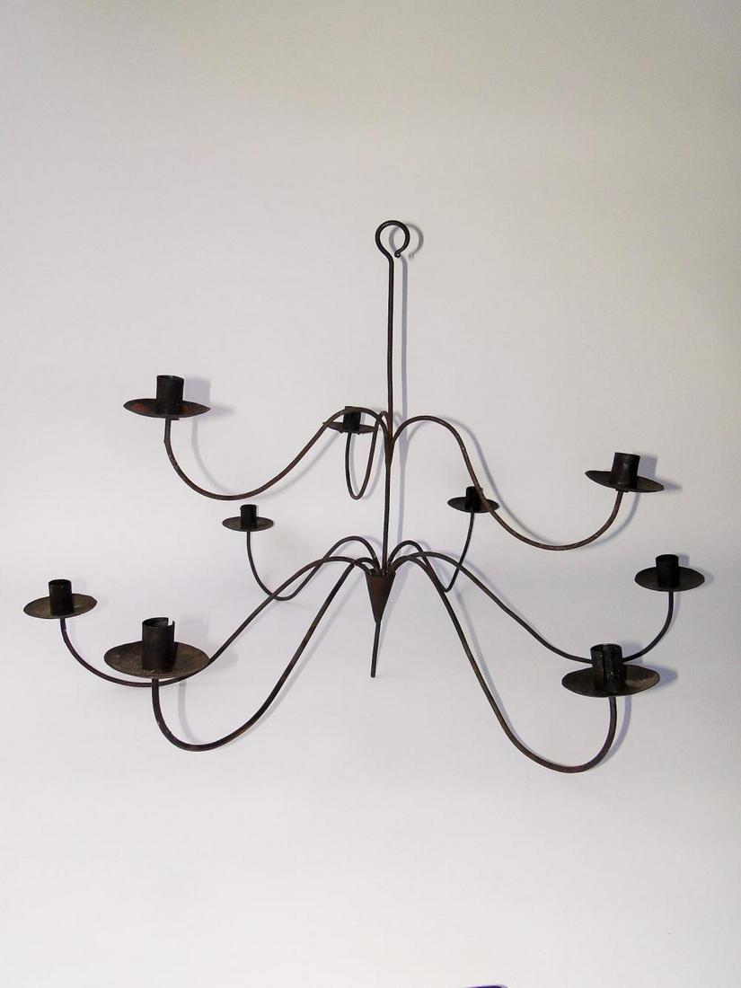 FINE 19TH C NINE CANDLE HANGING CHANDELIER (1 of 4)