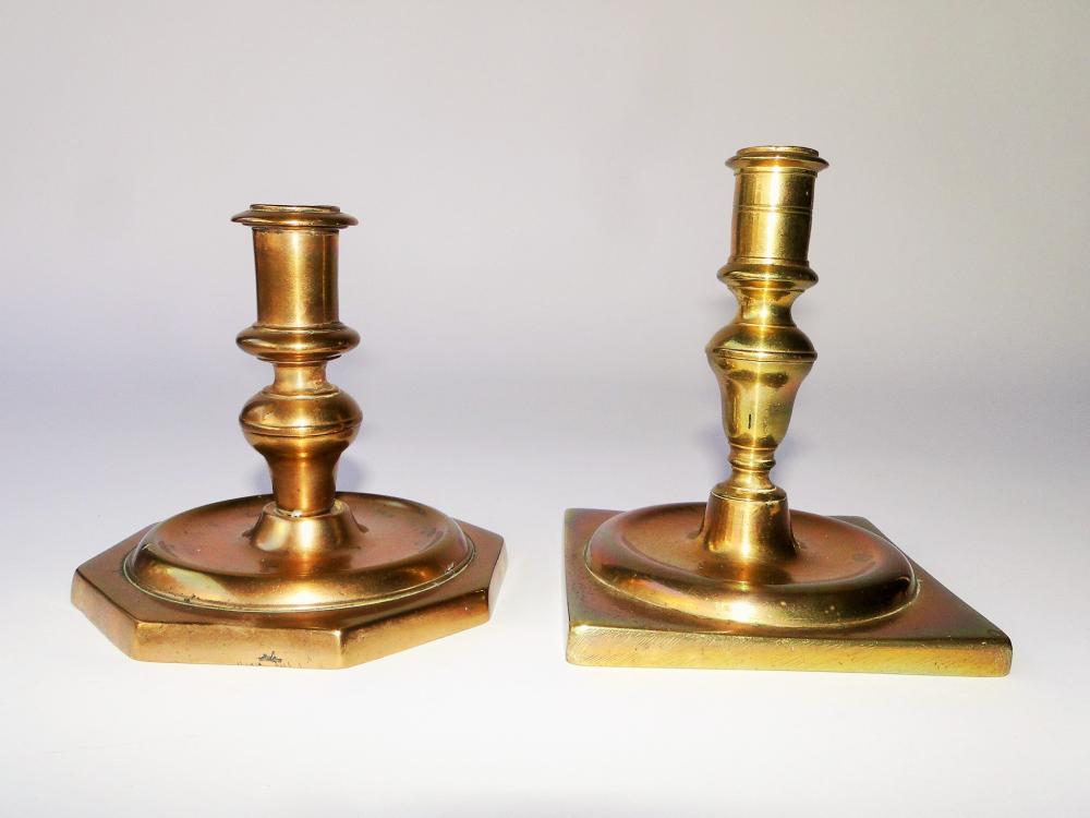 TWO 17TH C DUTCH CANDLESTICKS (1 of 2)