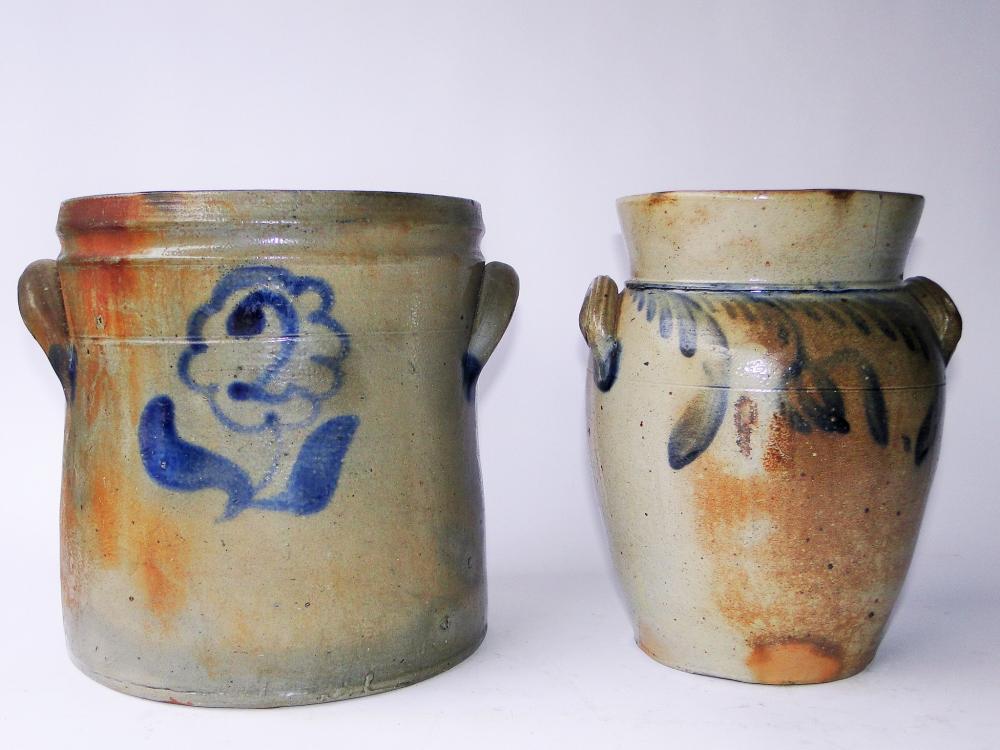 TWO 19TH C STONEWARE CROCKS (1 of 4)