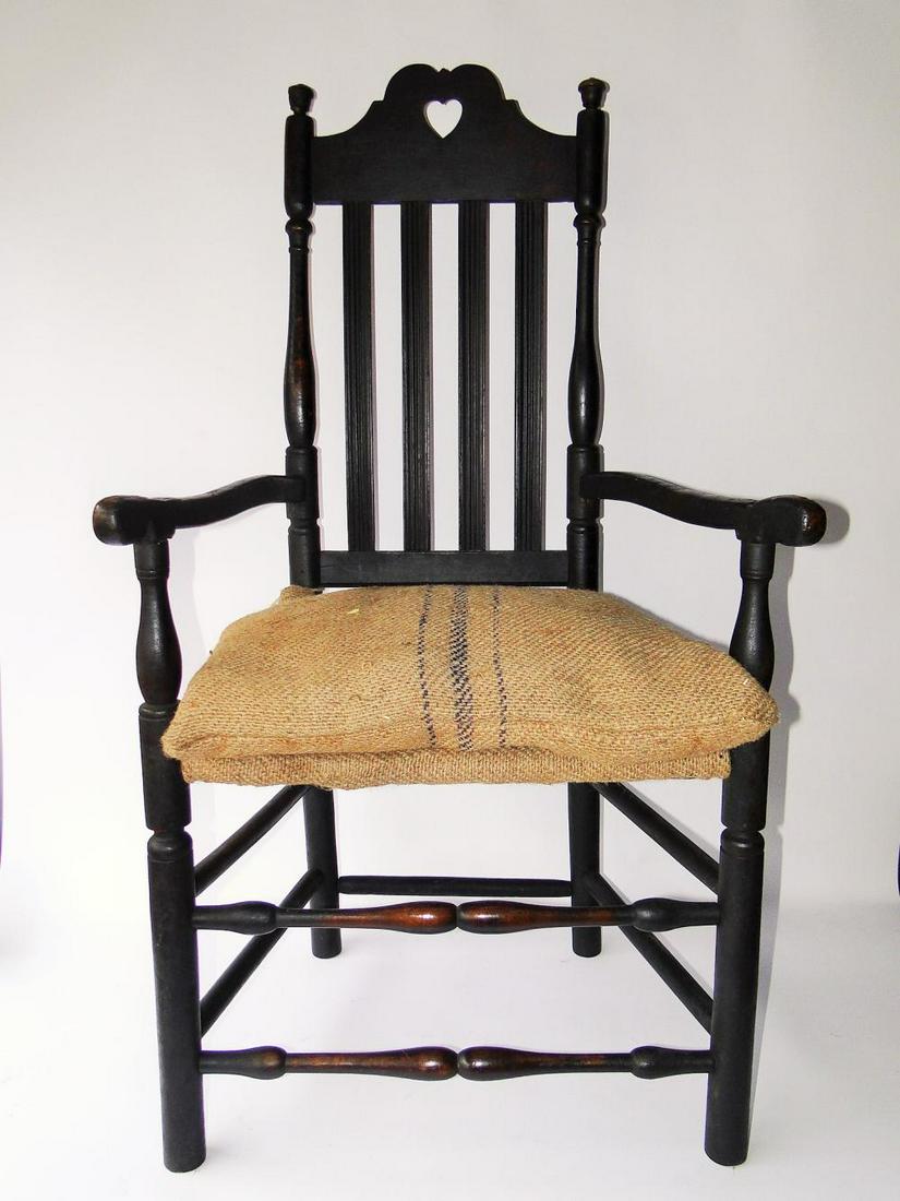 18TH C HEART AND CROWN BANISTER ARMCHAIR (1 of 5)