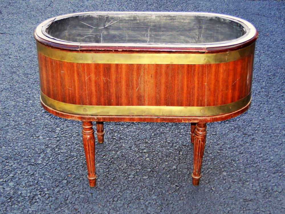 19TH C WINE COOLER WITH INSERT: 19TH C WINE COOLER WITH INSERT, SOME MINOR REPAIRS, 35 X 18 X 25