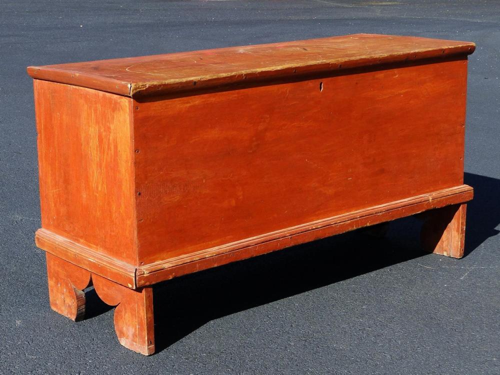 EARLY RED PAINTED BLANKET CHEST (1 of 1)