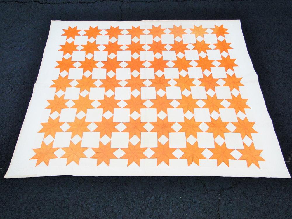 ANTIQUE QUILT ORANGE, CREAM (1 of 3)