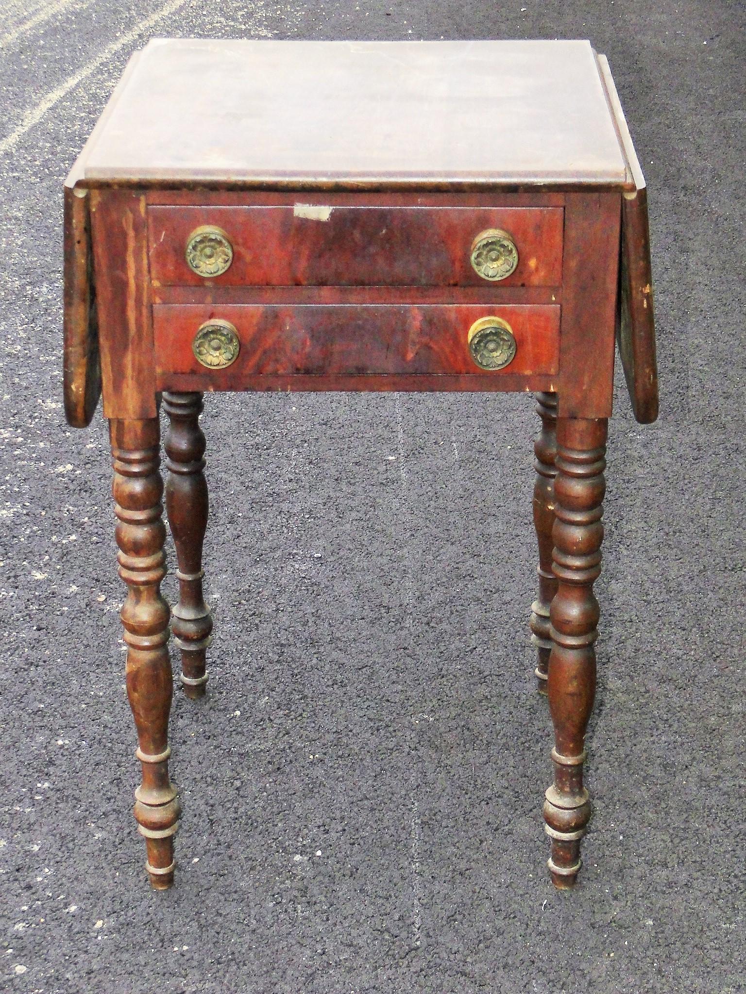 C. 1815 TWO DRAWER HONDURAS MAHOGANY WORK TABLE WITH (1 of 3)