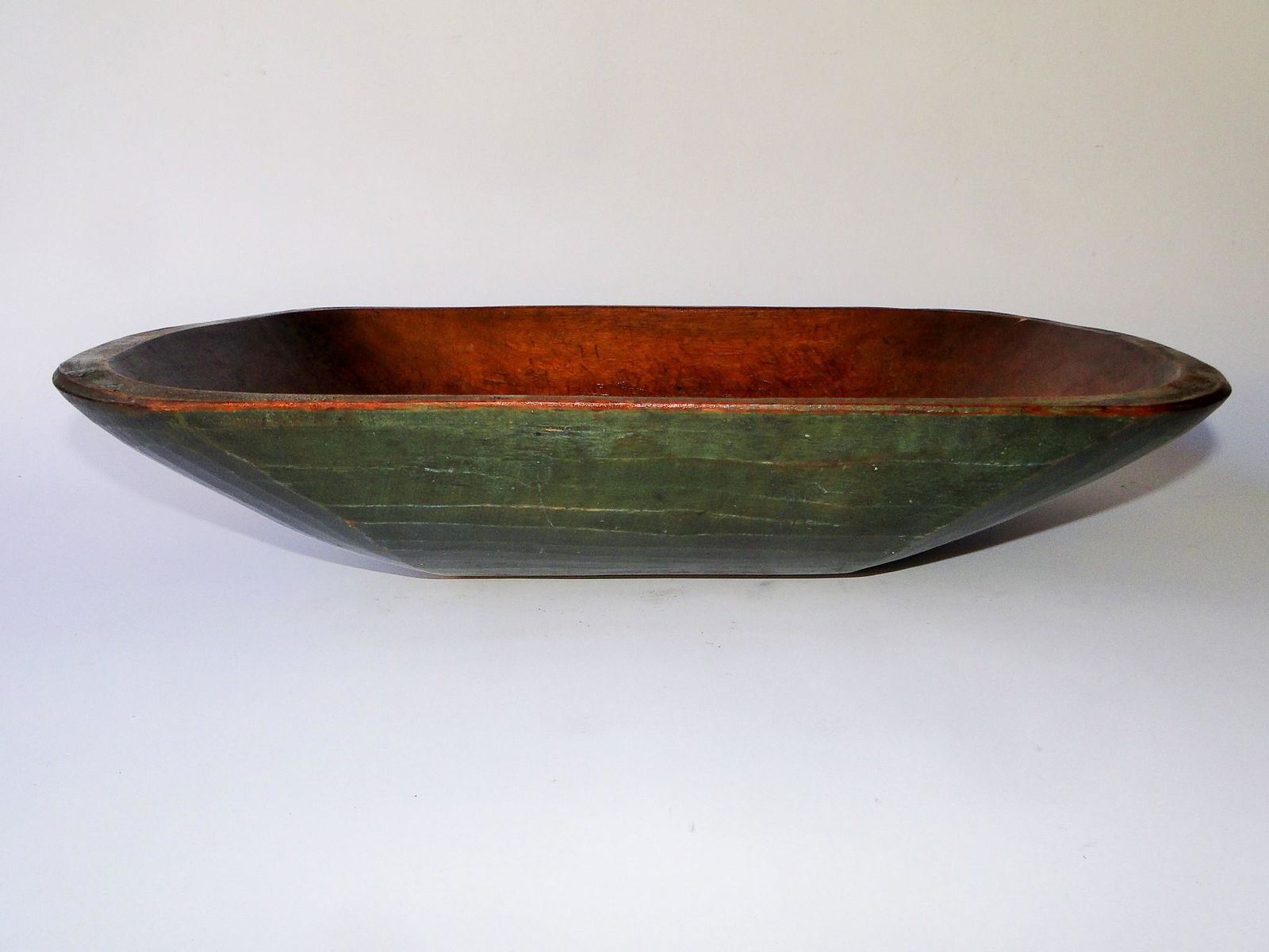 EARLY PAINTED TRENCHER SIGNED MOSES CRAGIN, HAND HEWN, (1 of 6)