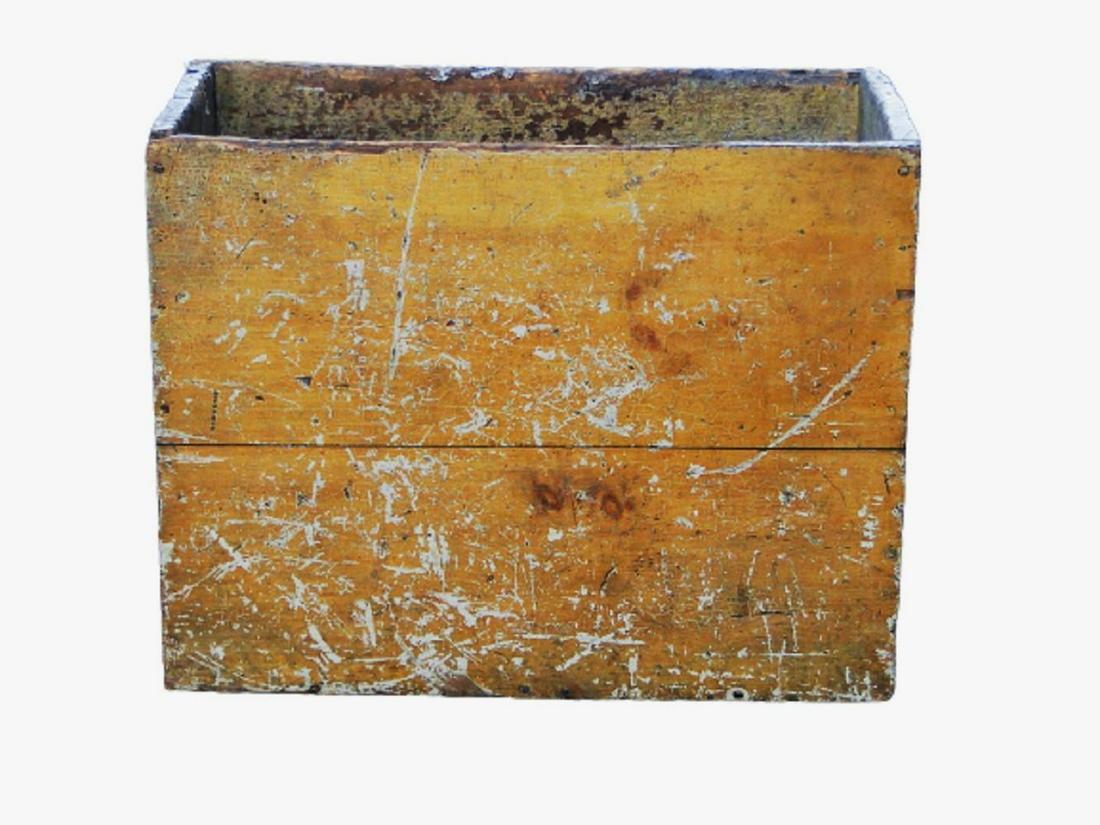 EARLY TO MID 19TH C., PINE, ORIGINAL MUSTARD PAINT, (1 of 6)
