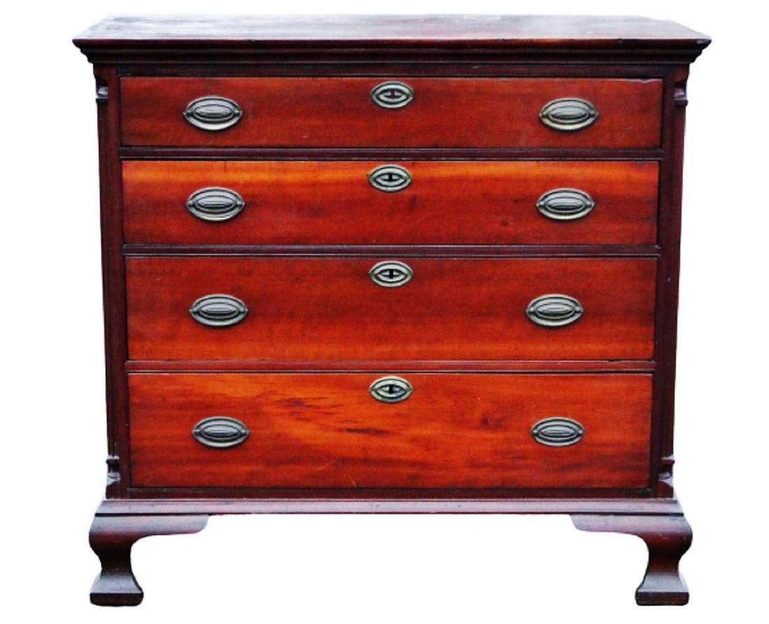 18TH C FOUR DRAWER CHEST OF DRAWERS, CHERRY WOOD, 37 X (1 of 9)