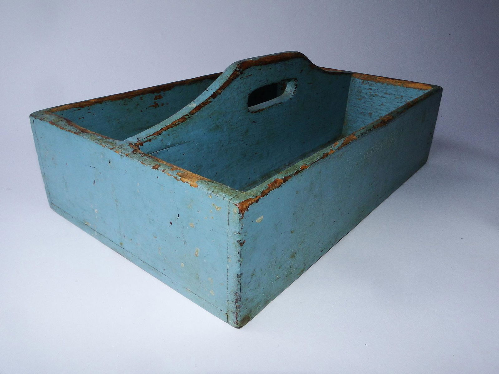 19TH C BLUE PAINTED UTENSIL CARRIER, ORIGINA BLUE (1 of 3)
