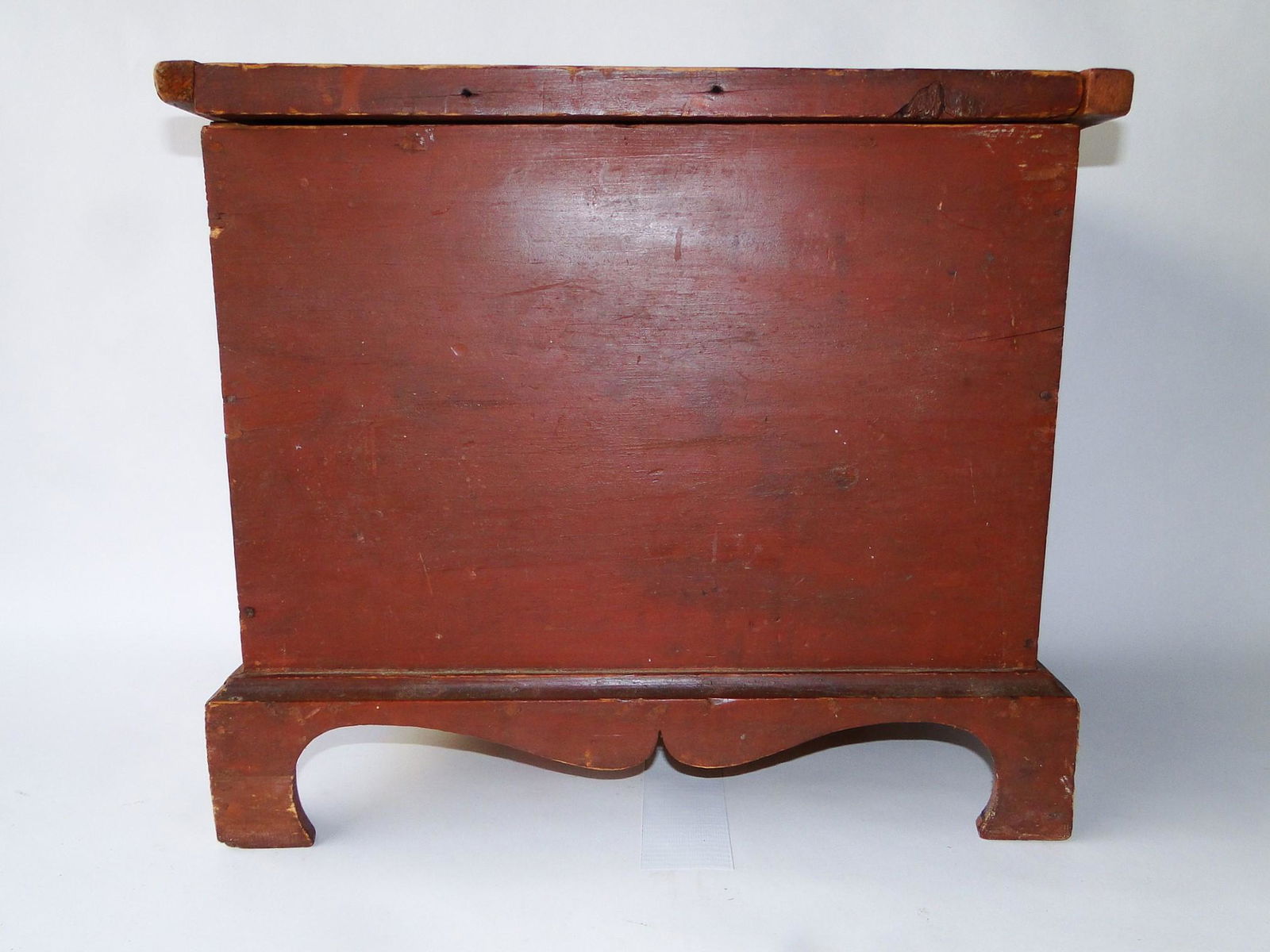 EARLY 19TH C RED PAINTED CHEST, BRACKET BASE, LIFT TOP, (1 of 8)