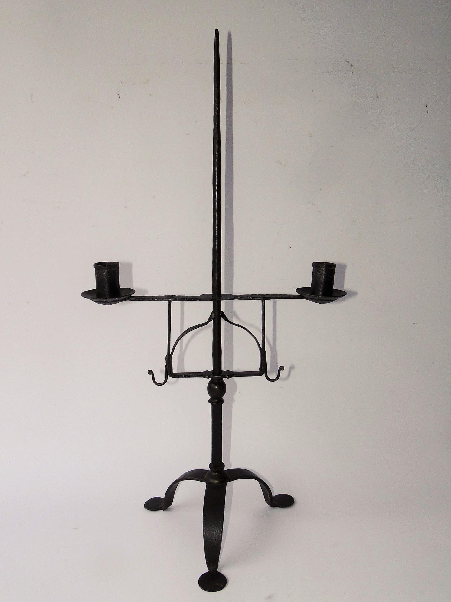 18TH C IRON TABLE TOP CANDLE STANDARD, 18TH C OR EARLY (1 of 4)