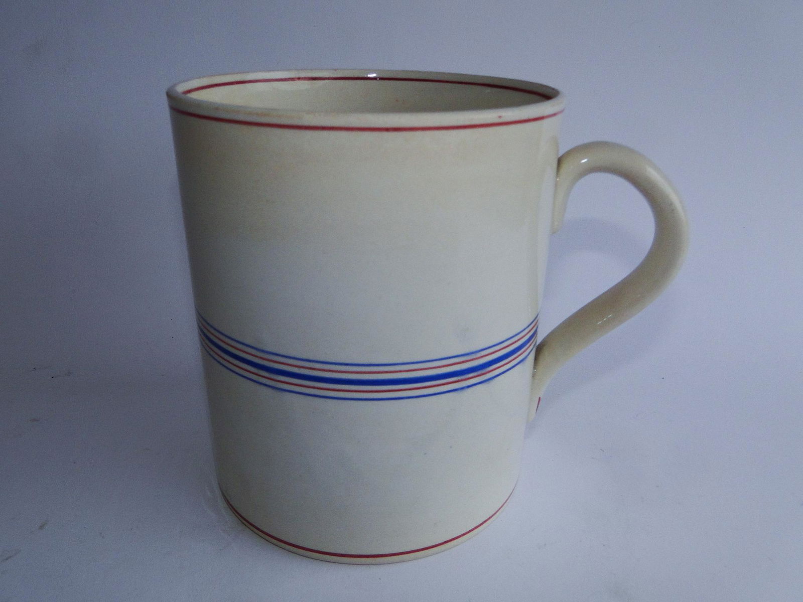LARGE MOCHA WARE BANDED MUG, QUART SIZE, RED, WHITE, (1 of 4)