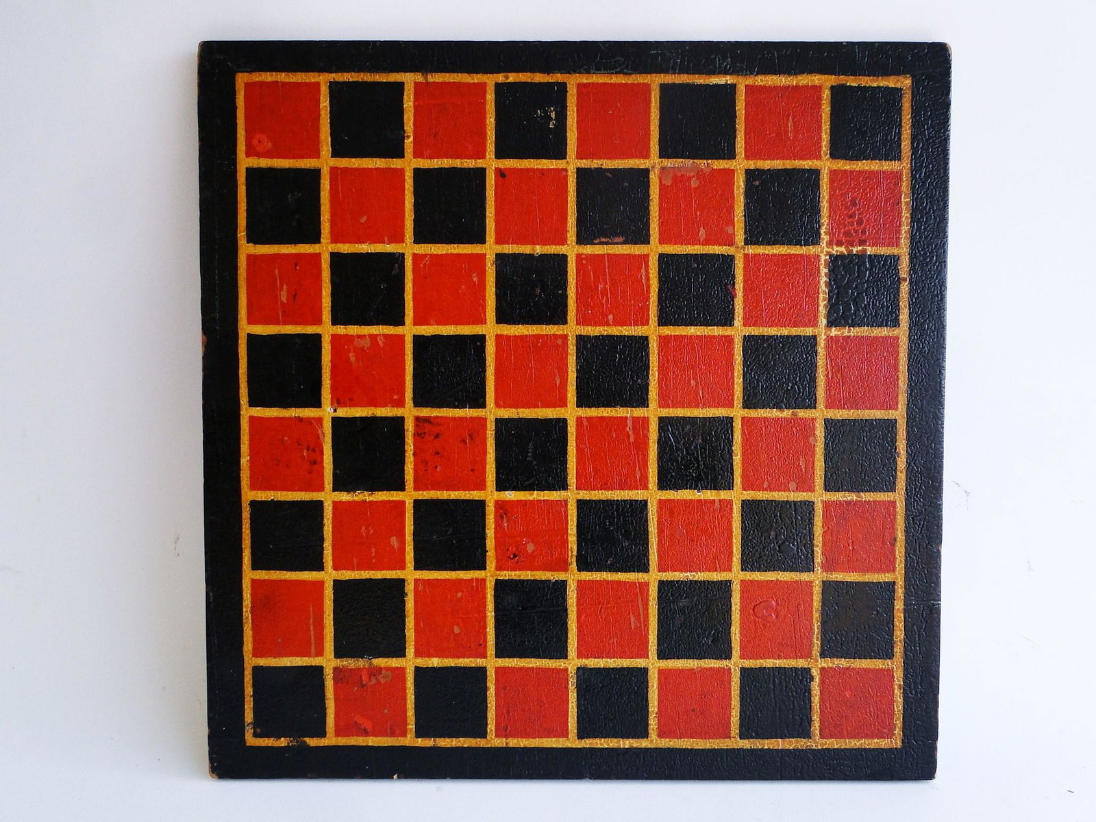 C. 1880-1920 CHECKERS GAME BOARD, VIBRANT CRUSTY (1 of 4)