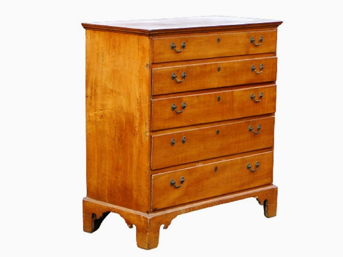 EARLY 18TH CENTURY CHIPPENDALE CHEST OF DRAWERS, FIVE (1 of 7)