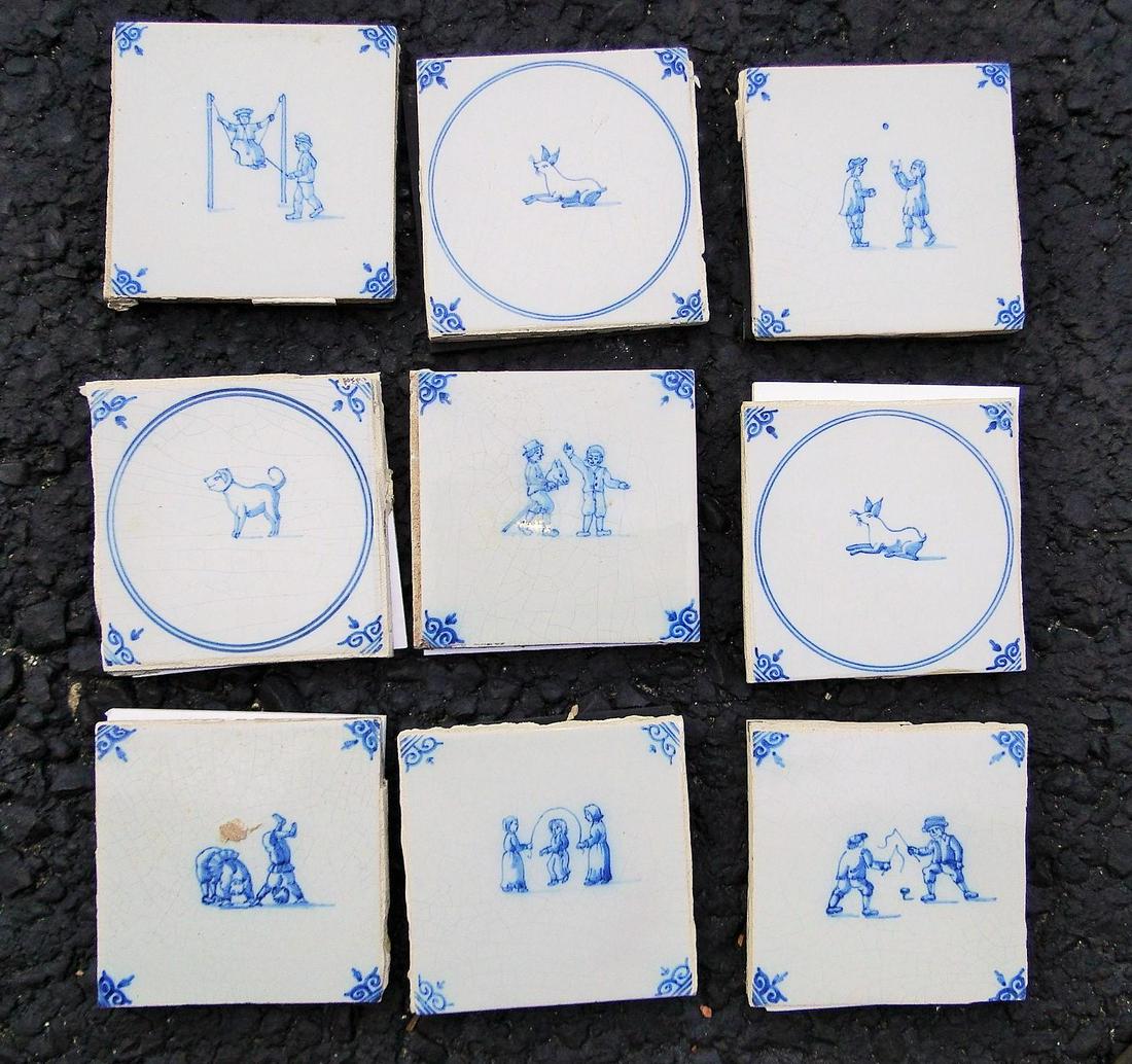 OVER 100 5" DELFT TILES, SOME WITH DECORATIVE, FUN (1 of 5)