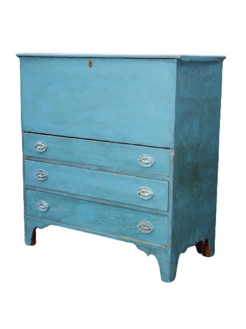 C. 1800 BLUE PAINTED THREE DRAWER BLANKET CHEST, NEW (1 of 6)