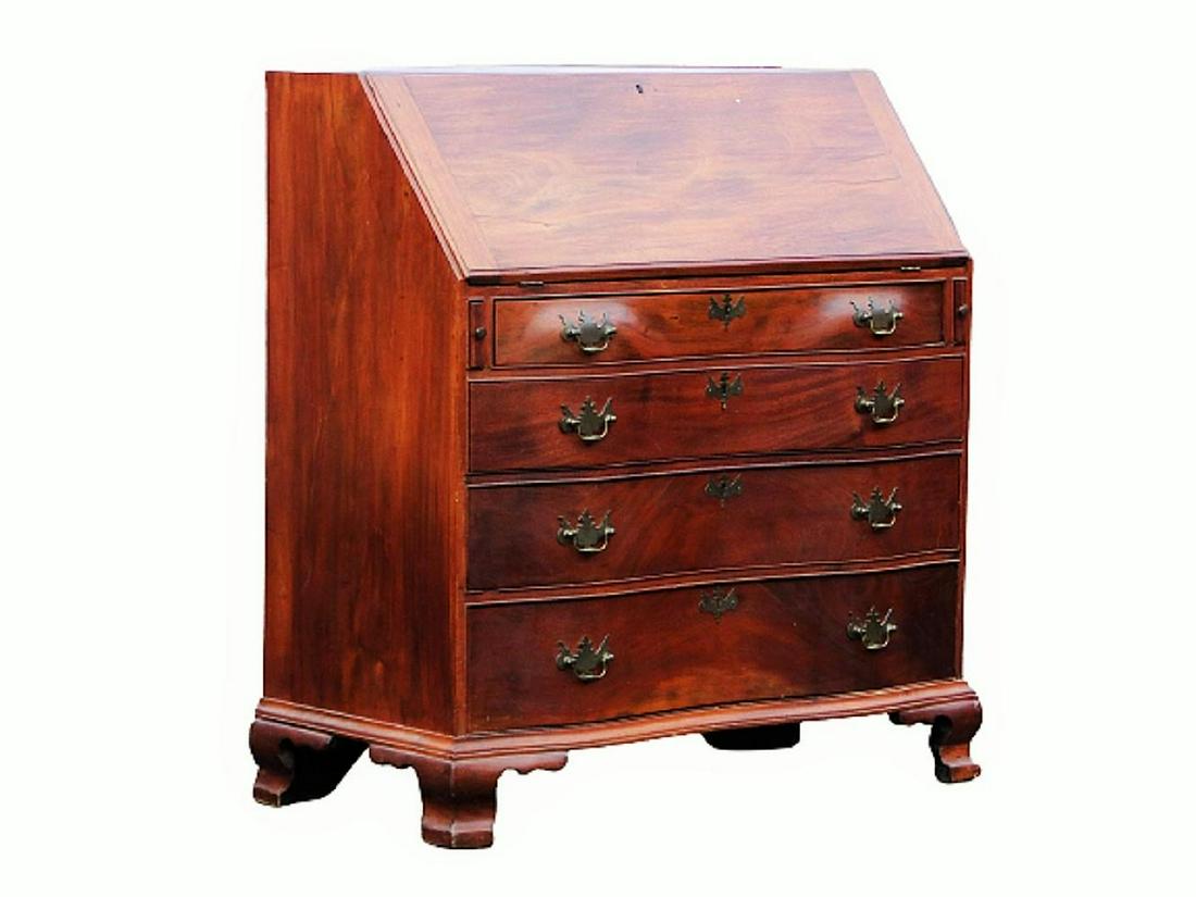 18TH C OXBOW SLANT FRONT DESK, BOSTON, CIRCA 1760, (1 of 9)