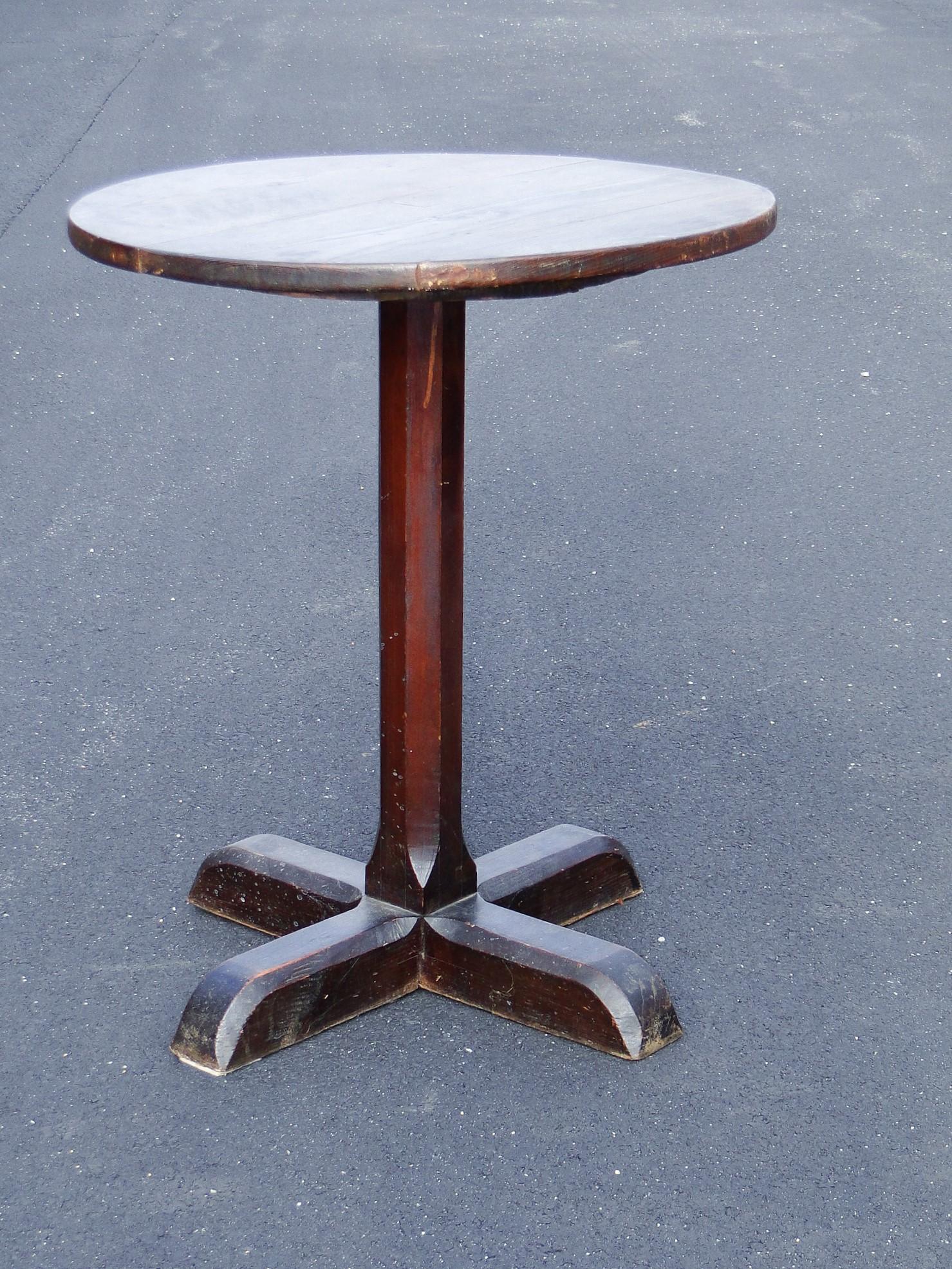 18TH C LARGE SIZE PUB TABLE, X BASE STAND, HARD PINE, (1 of 3)