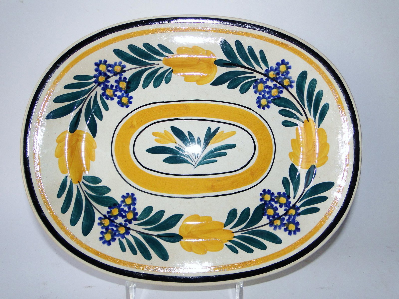 19THC SCOTTISH SERVING DISH, HAND PAINTED, 20": 19THC SCOTTISH SERVING DISH, HAND PAINTED, 20"