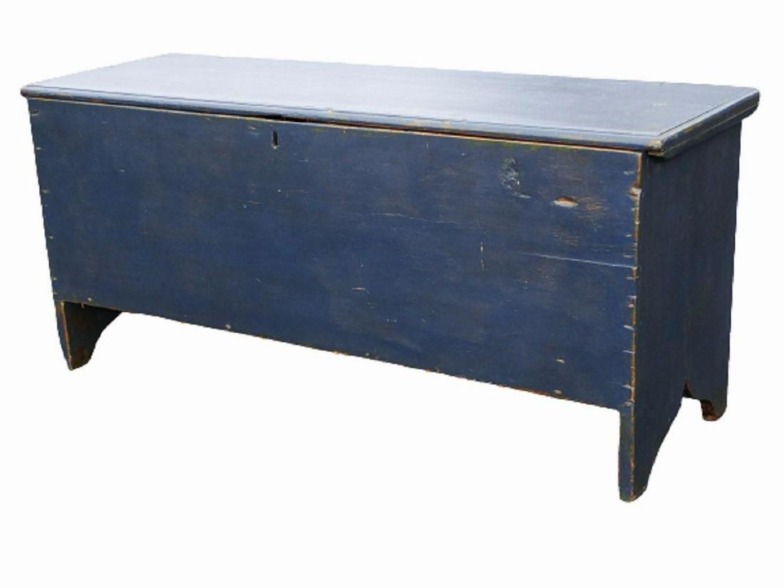 19TH C BLUE PAINTED BLANKET CHEST, BRACKET BASE, (1 of 5)