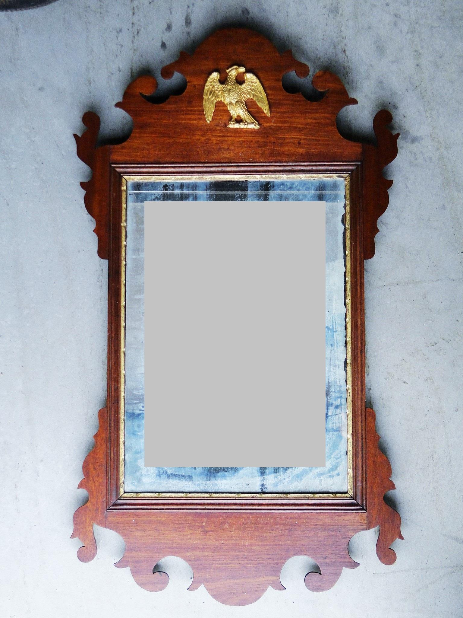 18TH C CHIPPENDALE MIRROR, ORIGINAL GLASS, ORIGINAL (1 of 2)
