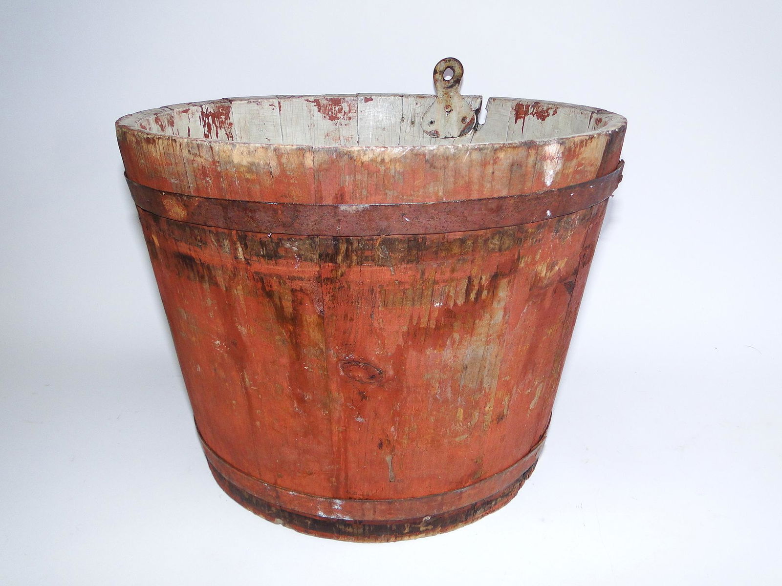 OLD RED SAP BUCKET, ORIGINAL RED PAINT, 9 X 12 (1 of 2)