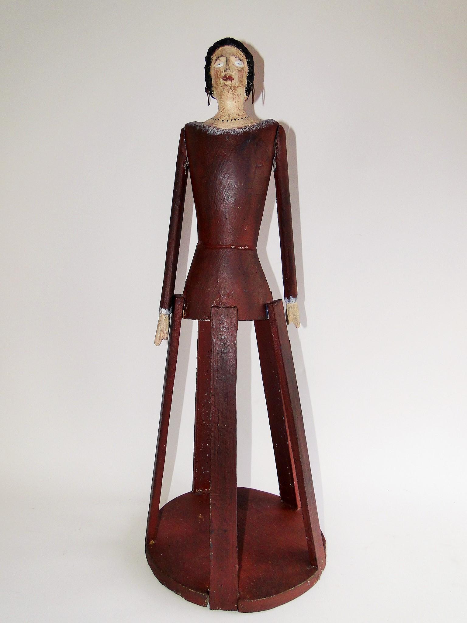 RED PAINTED CAGE BASED DISPLAY MANNEQUIN, WIRE (1 of 4)