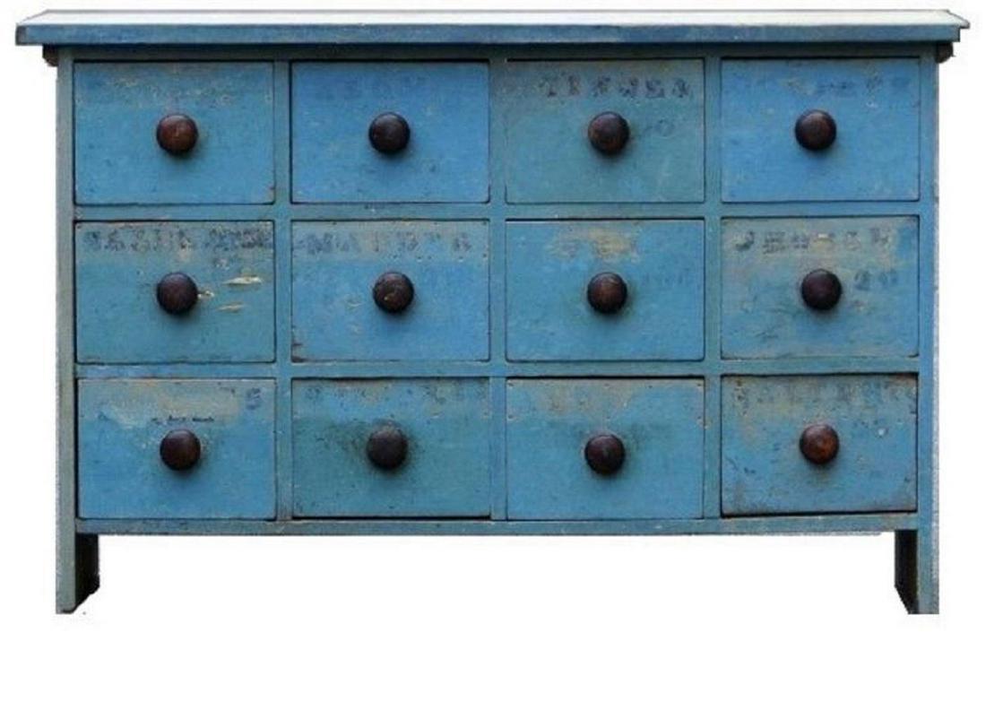 EARLY 19TH C BLUE APOTHECARY CHEST (1 of 6)