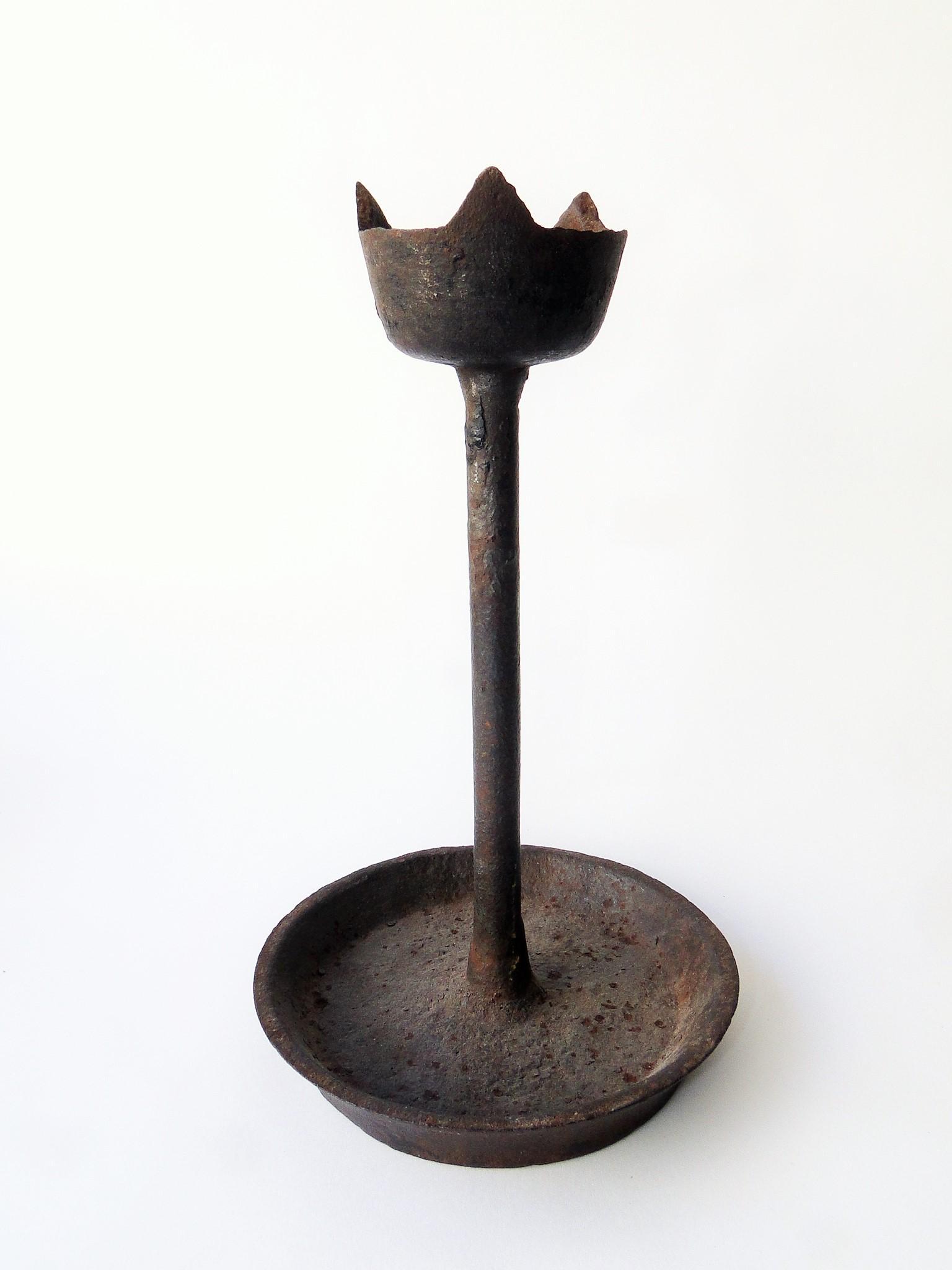 17TH C IRON FAT LAMP (1 of 3)