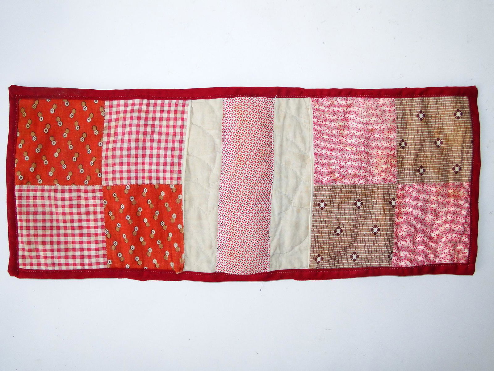 19TH C NEEDLEWORK PATCHWORK SEWING ROLL UP (1 of 3)