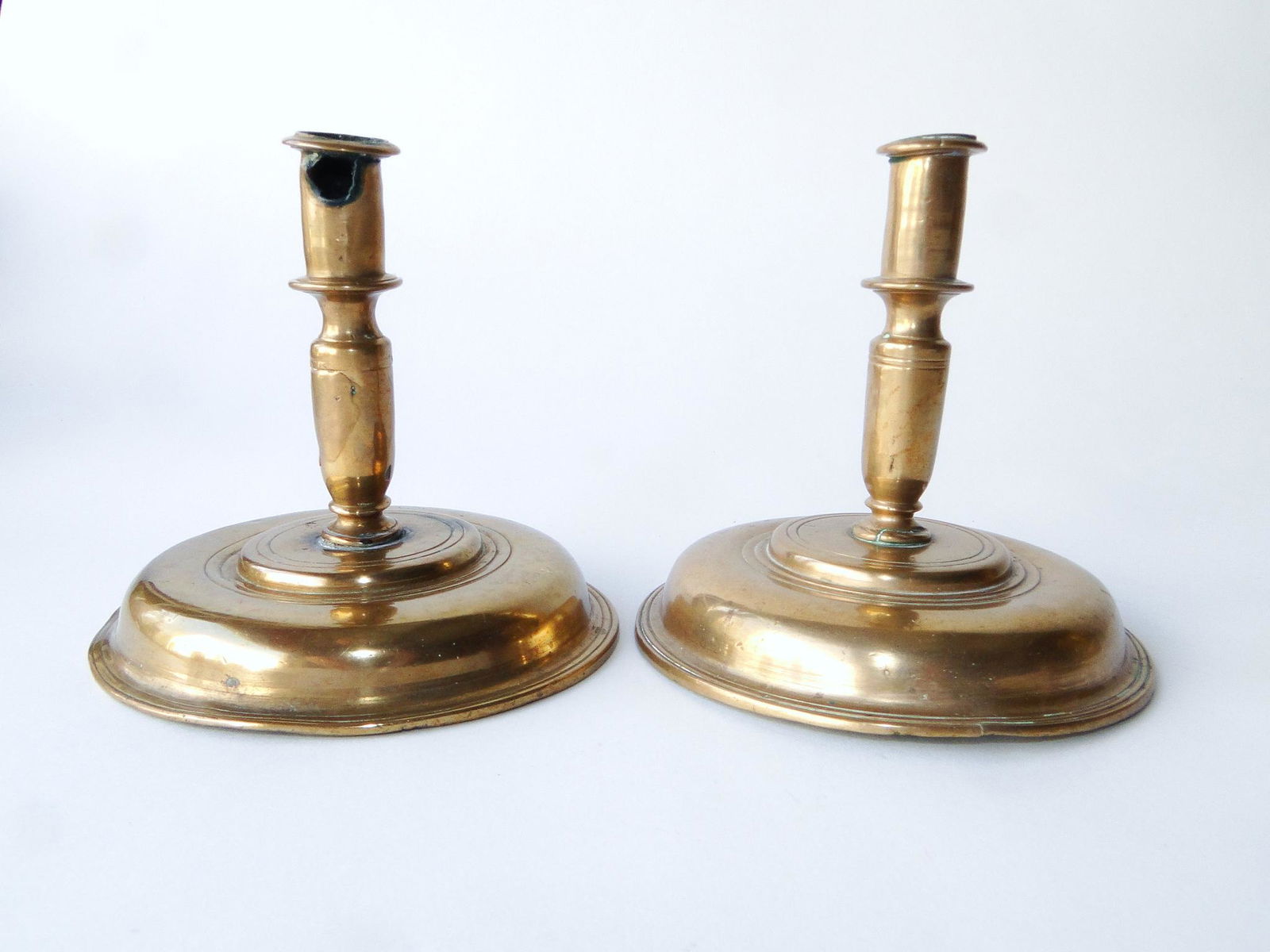 PAIR 17TH C SPANISH OR DUTCH CANDLESTICKS (1 of 2)
