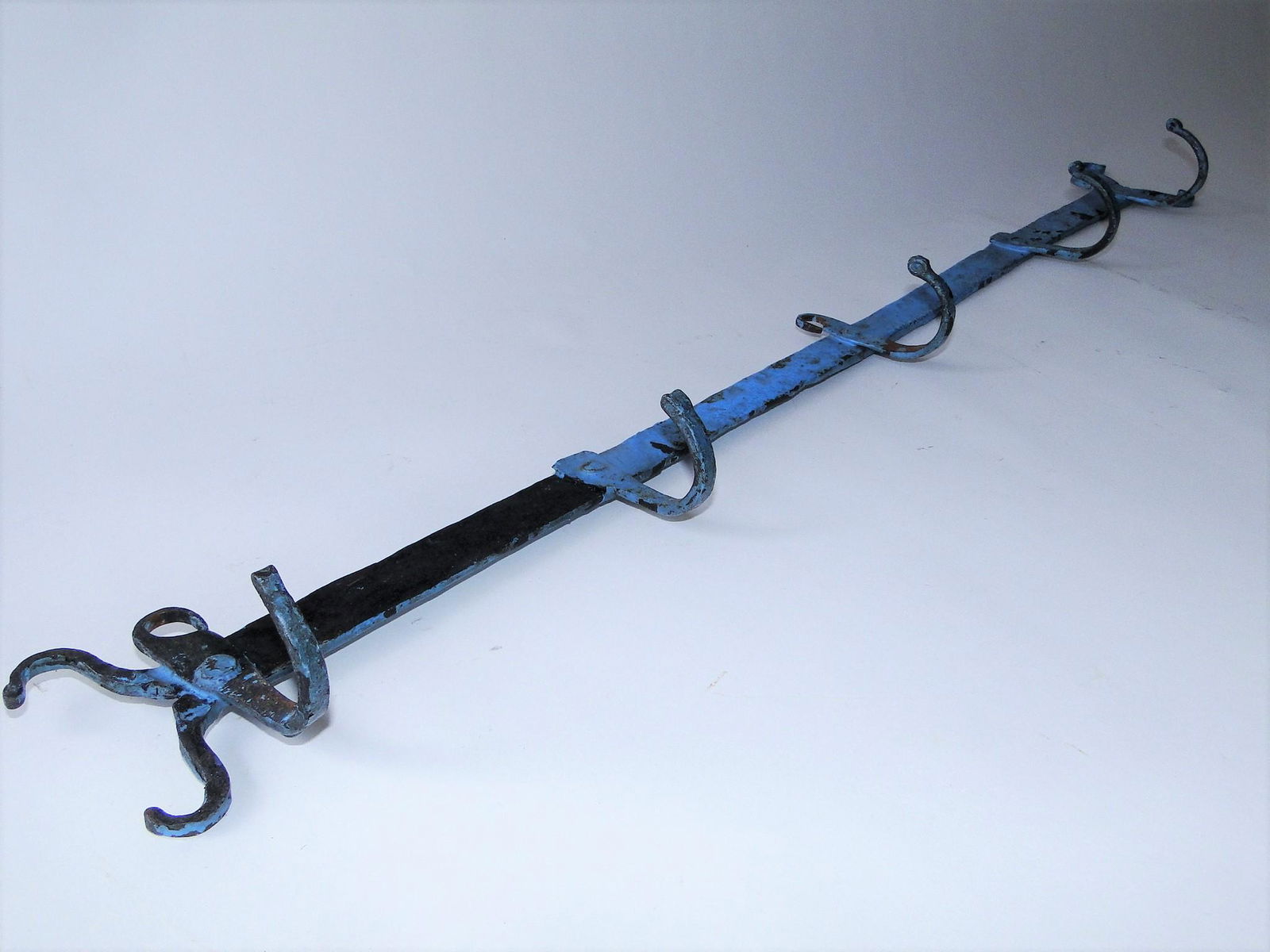 19TH C BLUE PAINTED UTENSIL RACK (1 of 3)