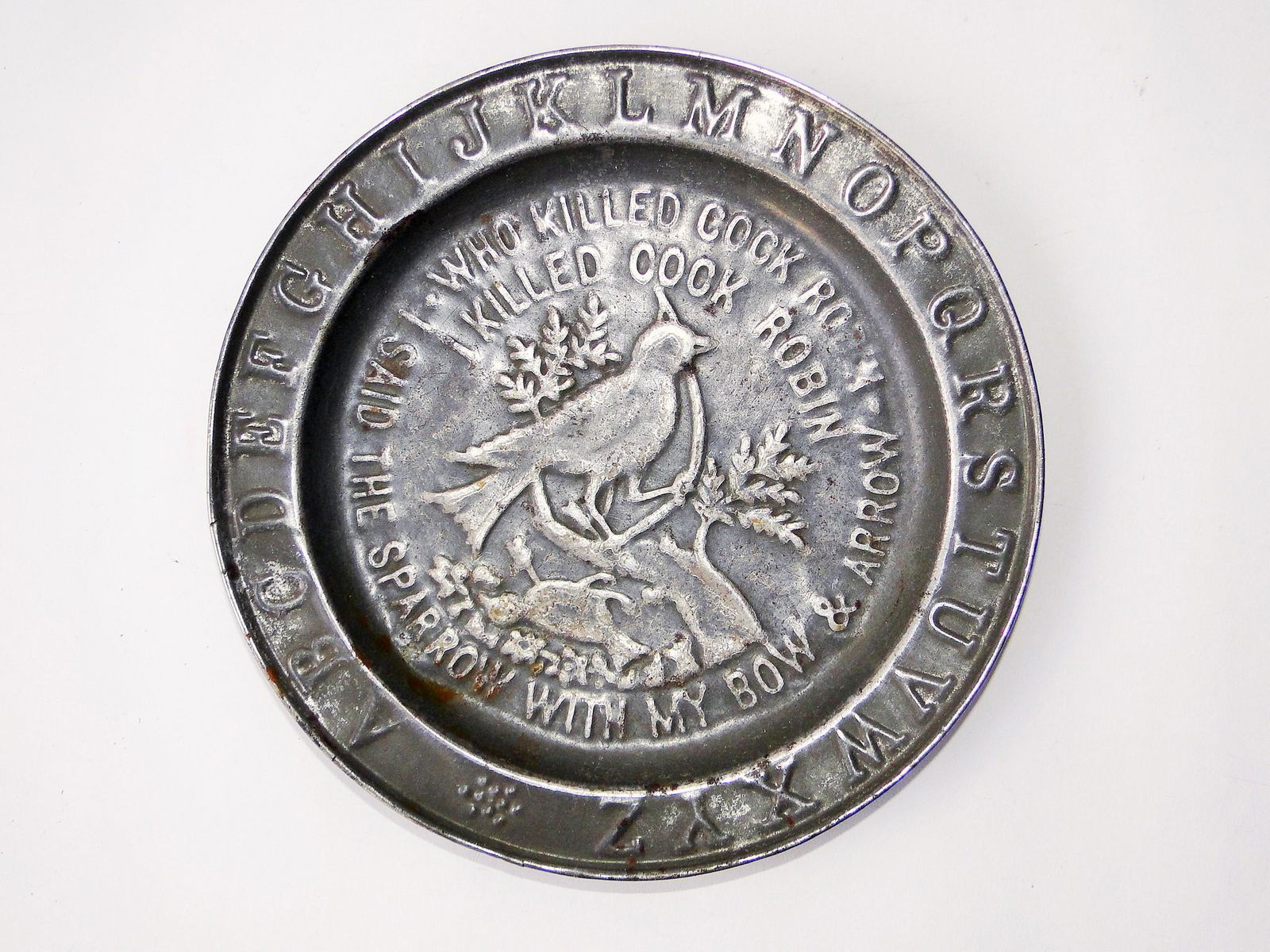 ANTIQUE TIN CHILD'S ALPHABET PLATE (1 of 2)